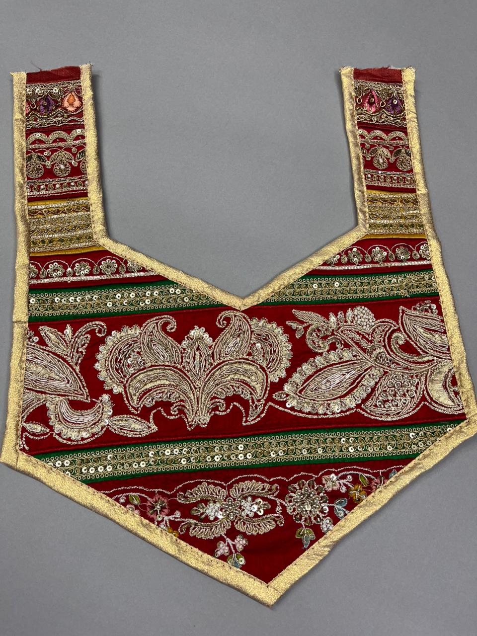 Beautiful Handcrafted Zardosi Work Neck Patch – Premium Designer Embellished Neck Applique for Blouses, Kurtis & Ethnic Wear | Design 23