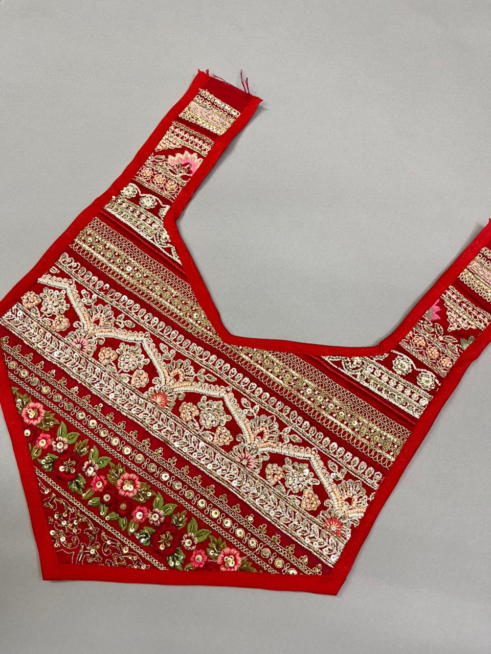 Beautiful Handcrafted Zardosi Work Neck Patch – Premium Designer Embellished Neck Applique for Blouses, Kurtis & Ethnic Wear | Design 24