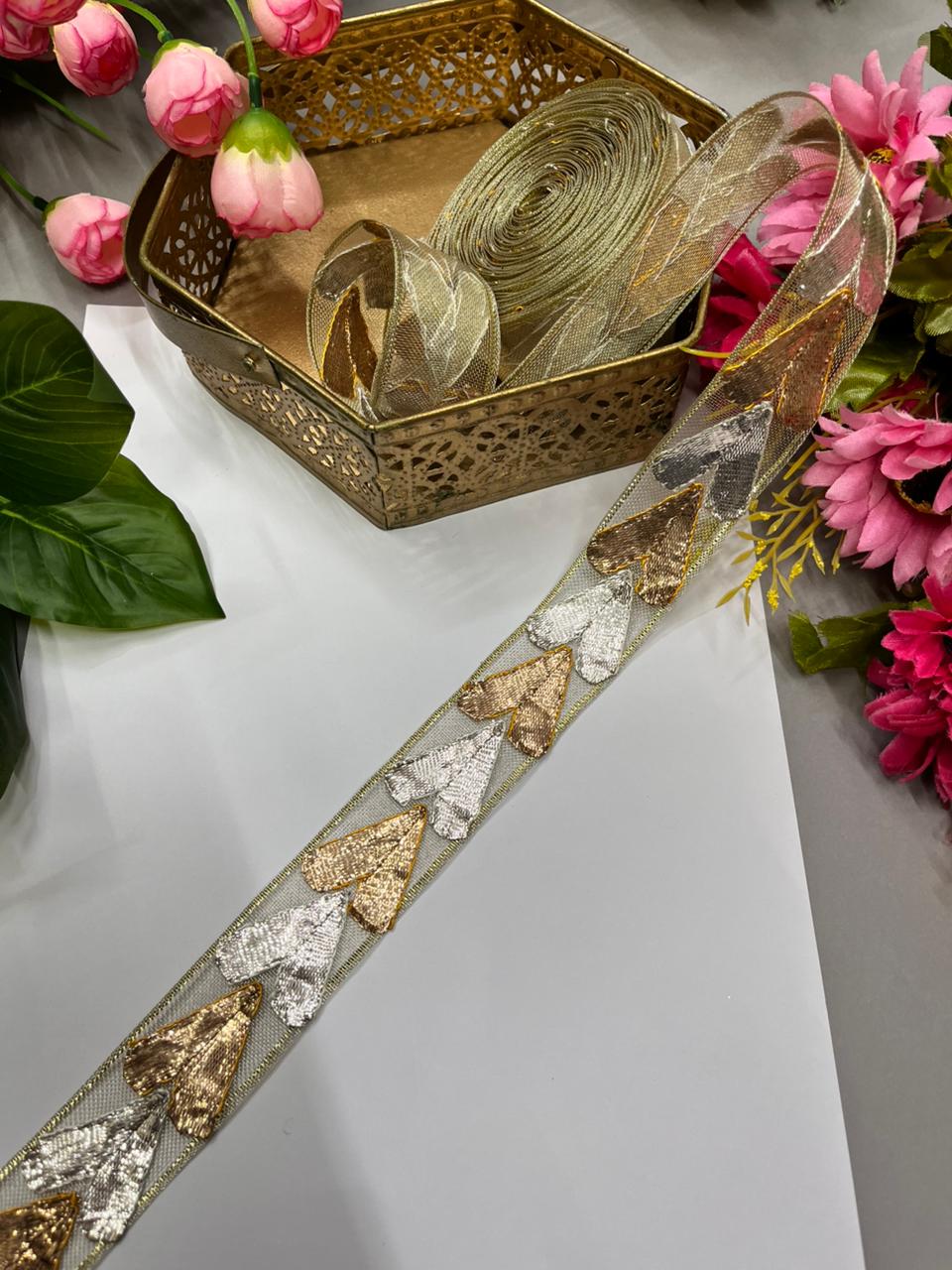 Handcrafted Jaipuri Gota Borders – Premium 1.5 Inch Traditional Decorative Lace for Ethnic & Festive Wear (9 Meter) | Design 3