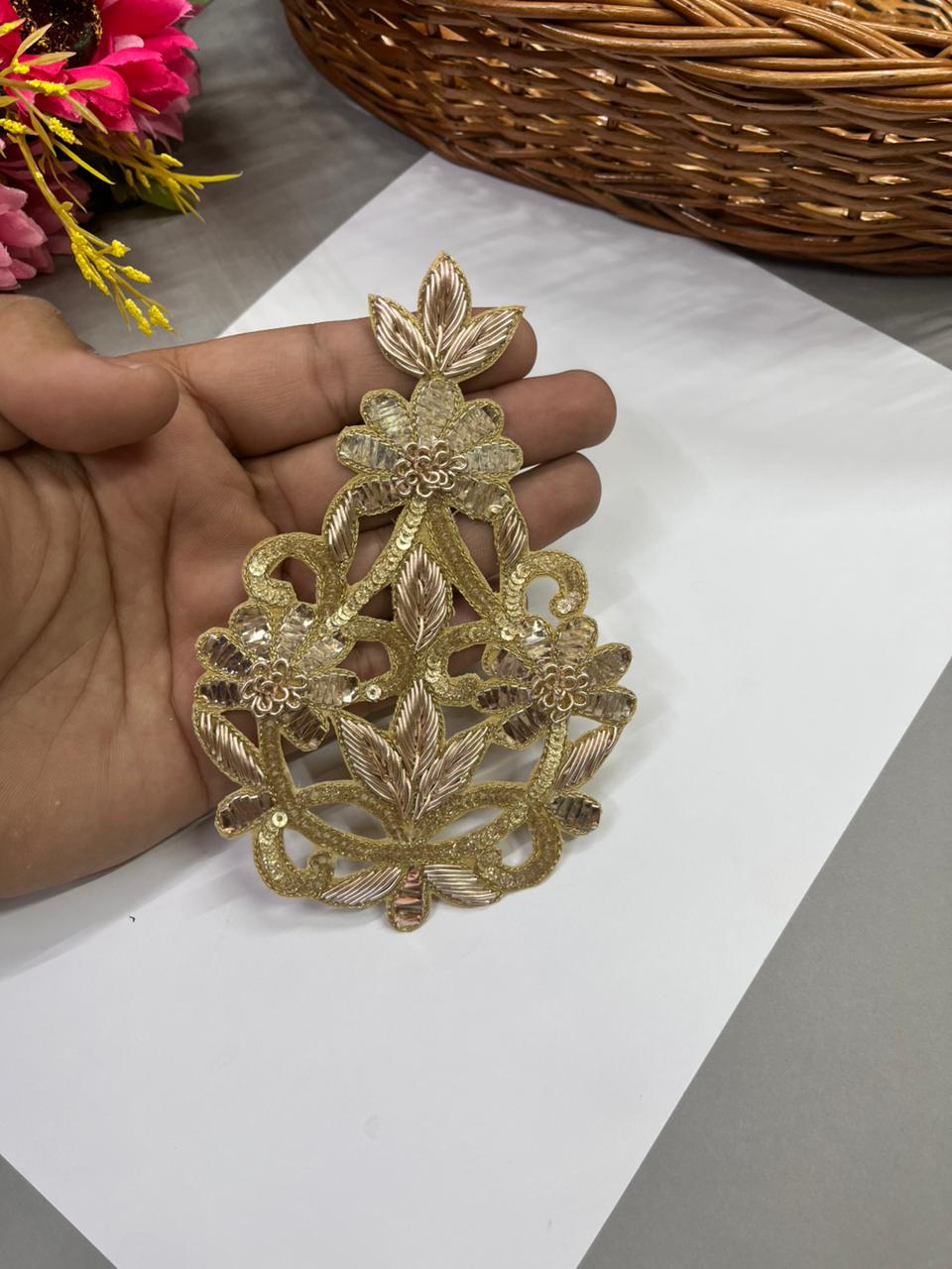 Beautiful Handmade Mukesh Work Patches – Premium Designer Embellished Appliques for Ethnic & Festive Wear | Design 4