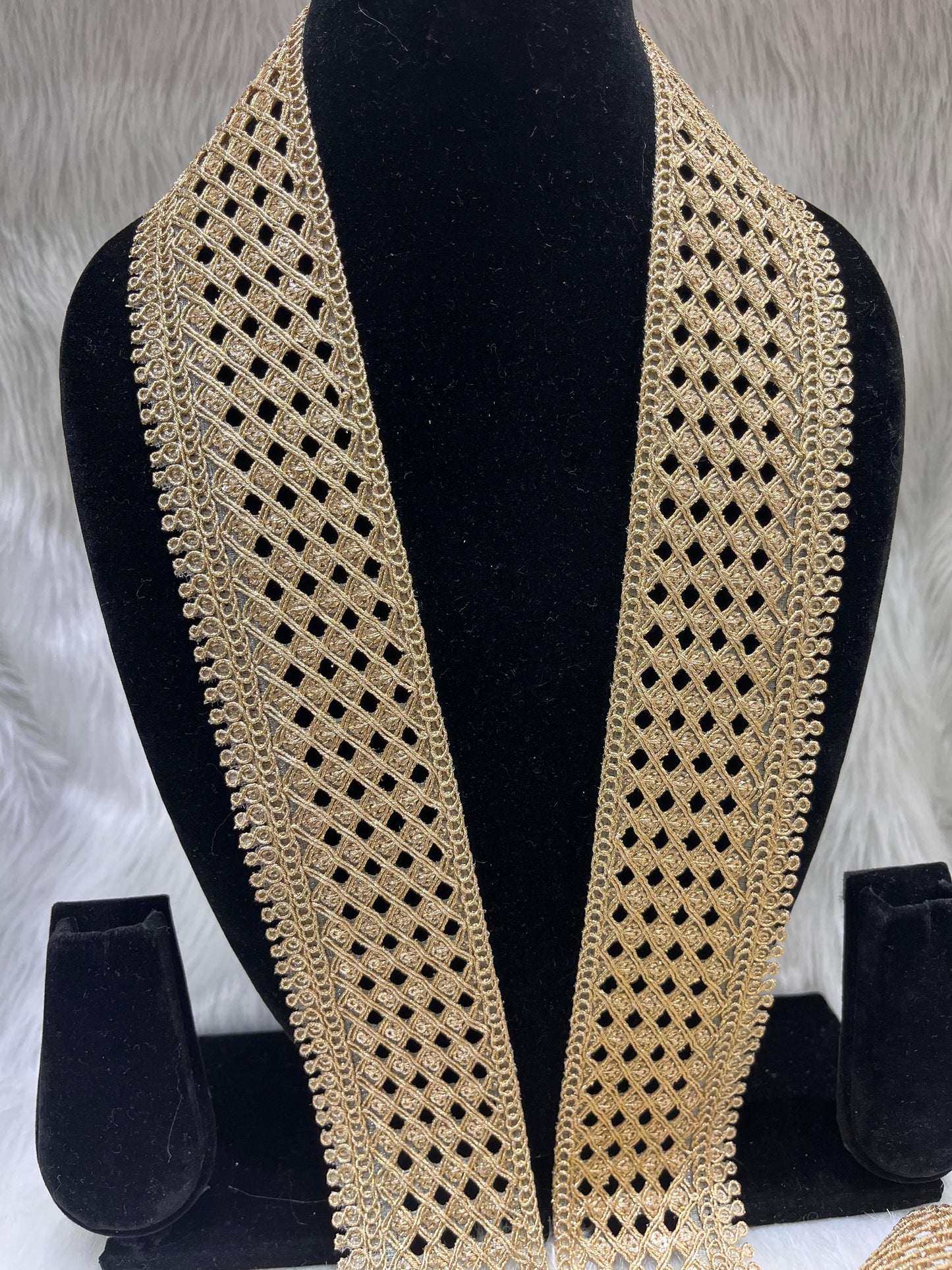 Exclusive Cutwork Sequin Zari Crafted Gold Lace Borders – 9 Meters, 2-Inch Width | Gold