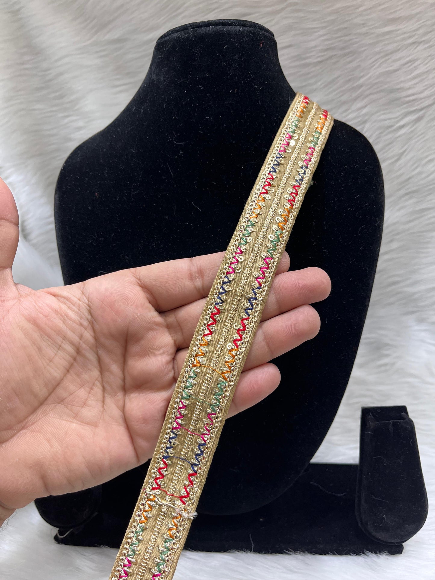 Embroidery Embellishment Lace Trim – 9 Meters, 1-Inch Width, Designer Border for Ethnic Wear | Gold