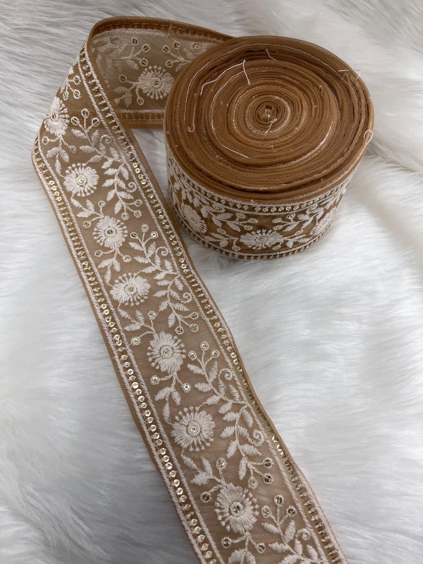 Lucknowi Threads Lace Trim for Saree and Dupatta - Elegant 2.5 Inch Saree Lace Trim | Gold