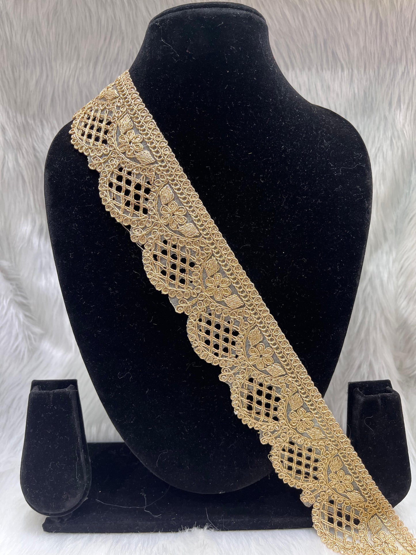 Gold Cutwork Embroidery Lace Border for Saree and Dupatta – 9 Meters, 2-Inch Width | Gold