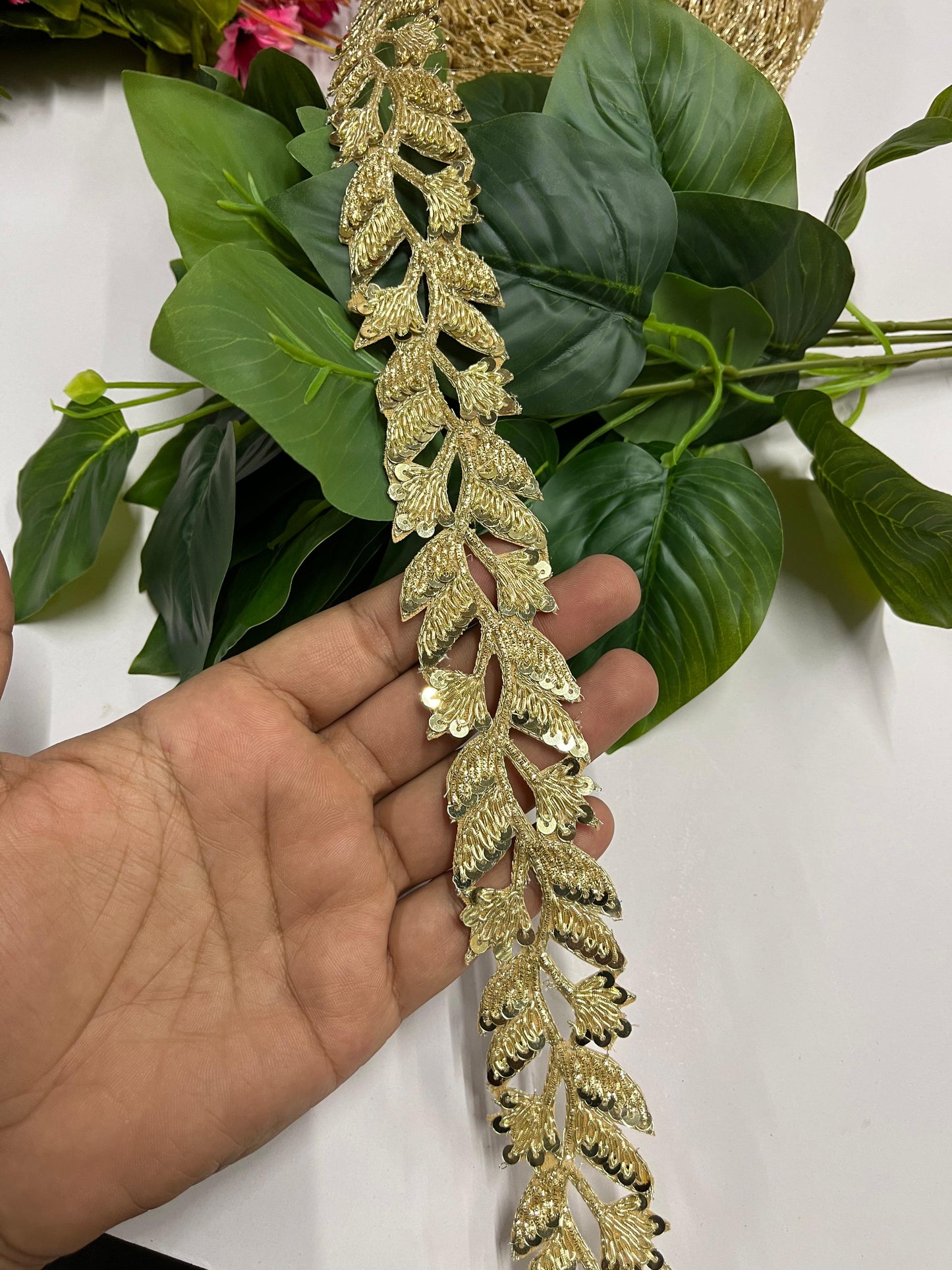 Zardosi Handmade Lace | Cutwork Hand-Embroidered Lace Borders – 9 Meters, 1.5-Inch Width | Gold