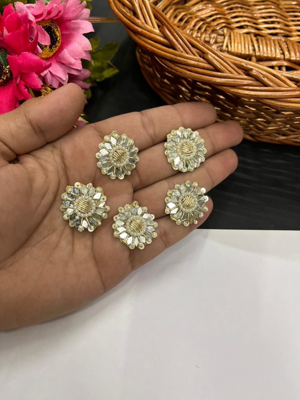 Handcrafted Mirror Butti for Dupattas & Sarees (Pack of 12) – Premium Traditional Embellishments | Gold