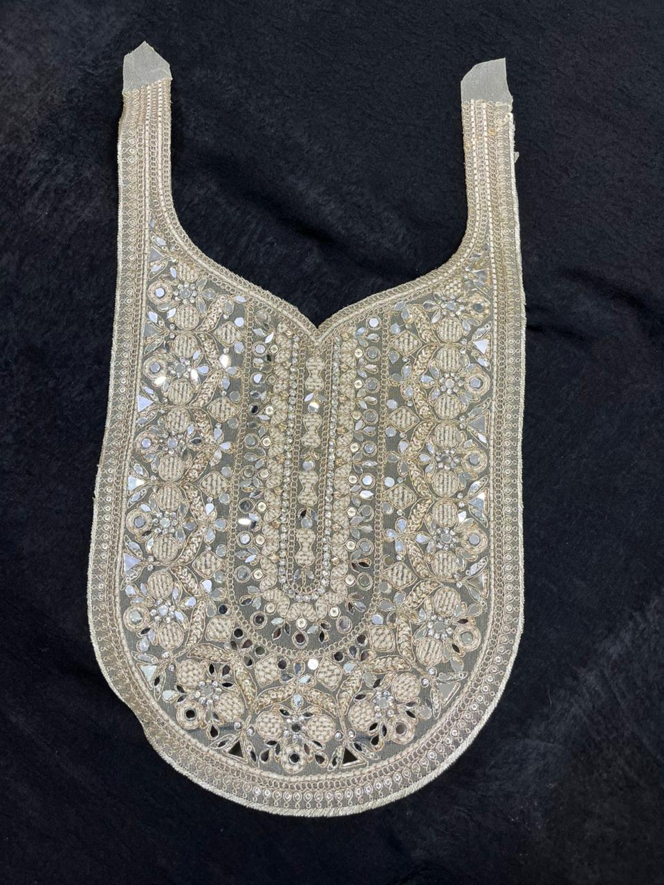 Embroidered Neck Patch for Kurti & Suits – Elegant Designer Decorative Neck Applique | Gold