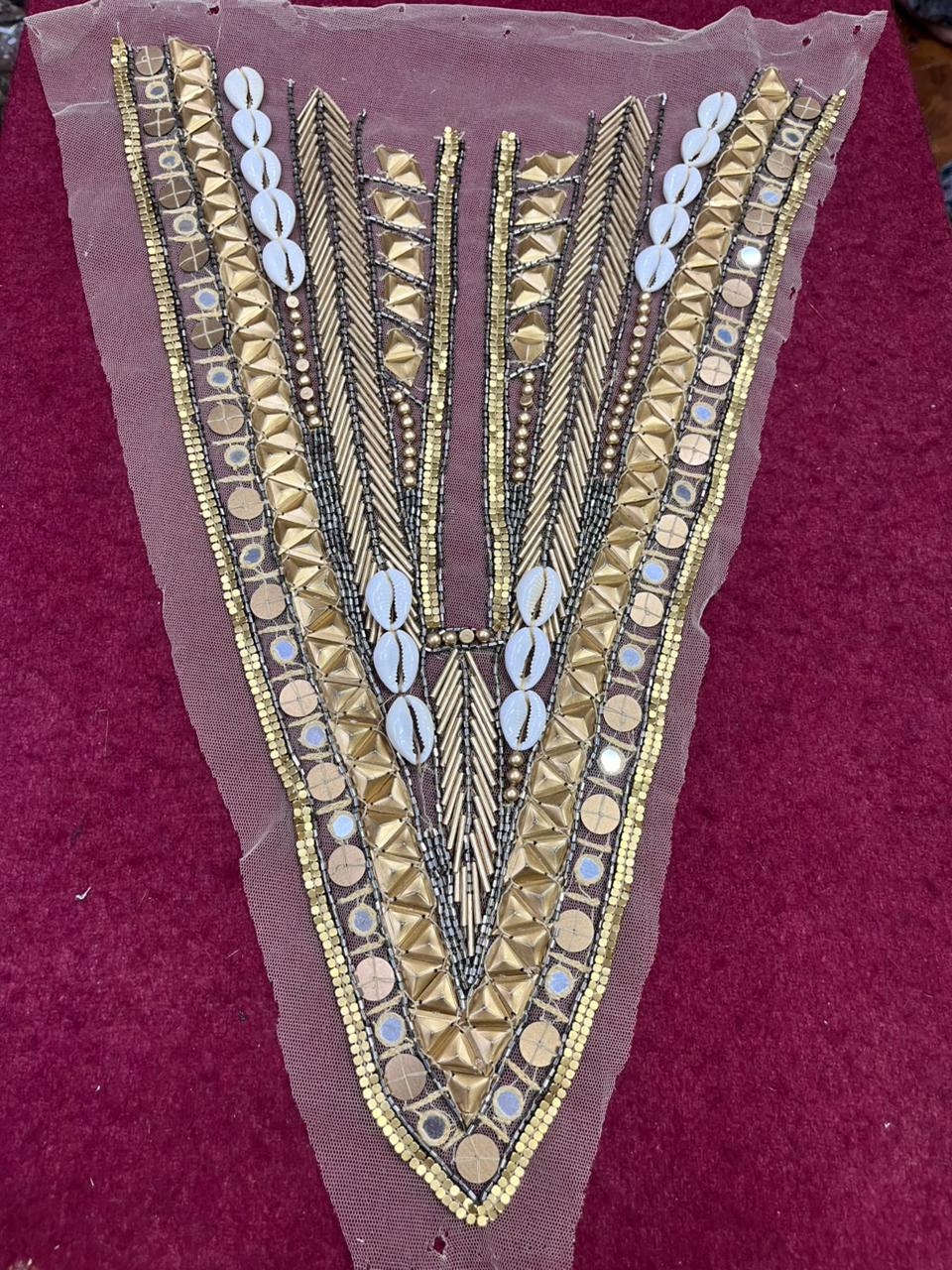 Handcrafted Neck Patch – Elegant Designer Embellished Neck Applique for Dresses, Blouses & Kurtis | Golden