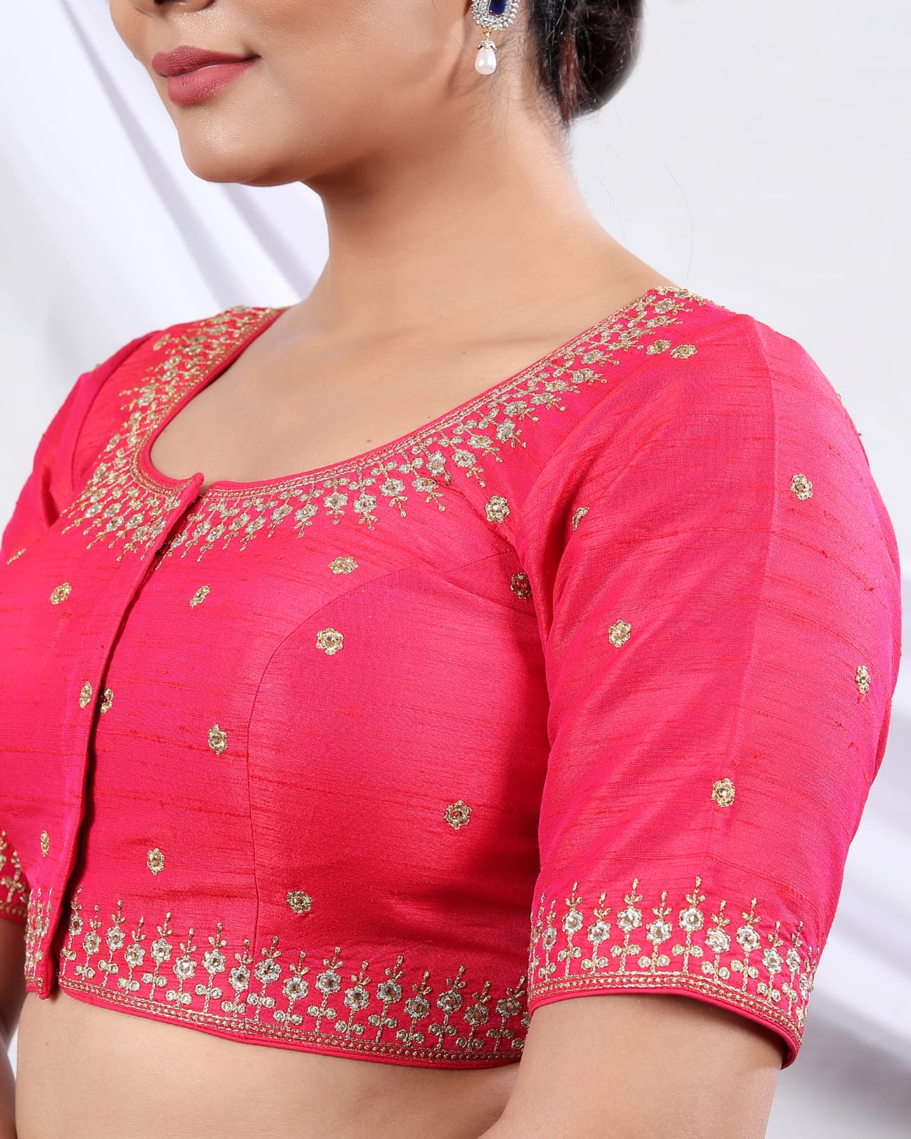 Front Open Embroidered Designer Readymade Saree Blouse – Elegant Ethnic Wear