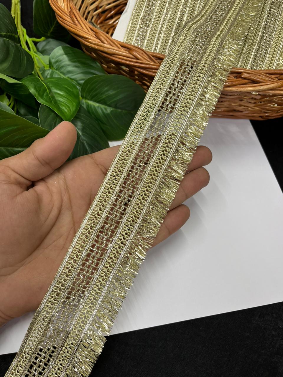 Dupatta Zalar Lace | Fringe Lace for Dupattas | Kiran Lace for Dupatta – Premium Latkan Lace | Light Gold