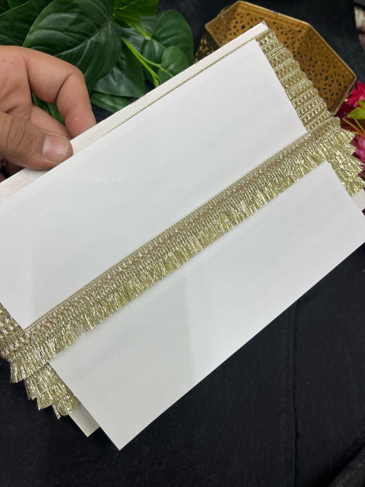 Gold Zari Fringe Lace Border – 9 Meters, 1-Inch Decorative Latkan Trim for Sarees, Lehengas & Dupattas | Light Gold