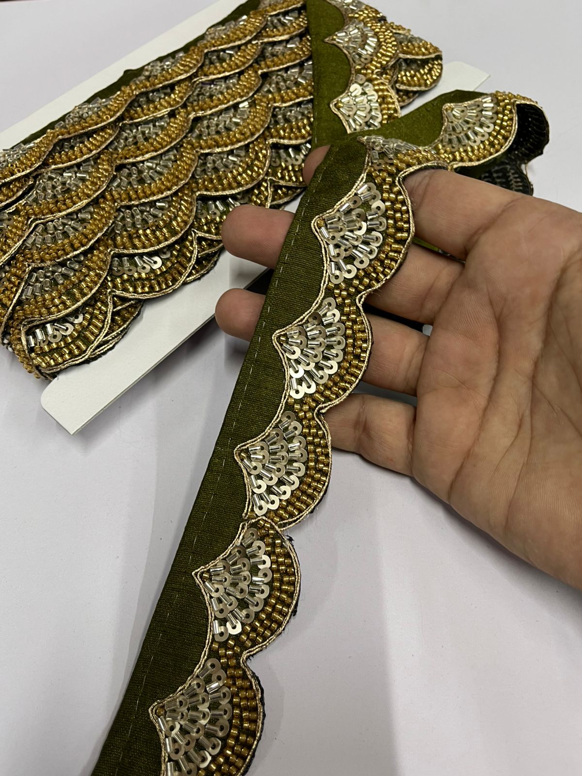 Maggam Work Embroidered Lace - 9 Meter Roll | Elegant 1.5 Inch Wide Decorative Border | Mahendi