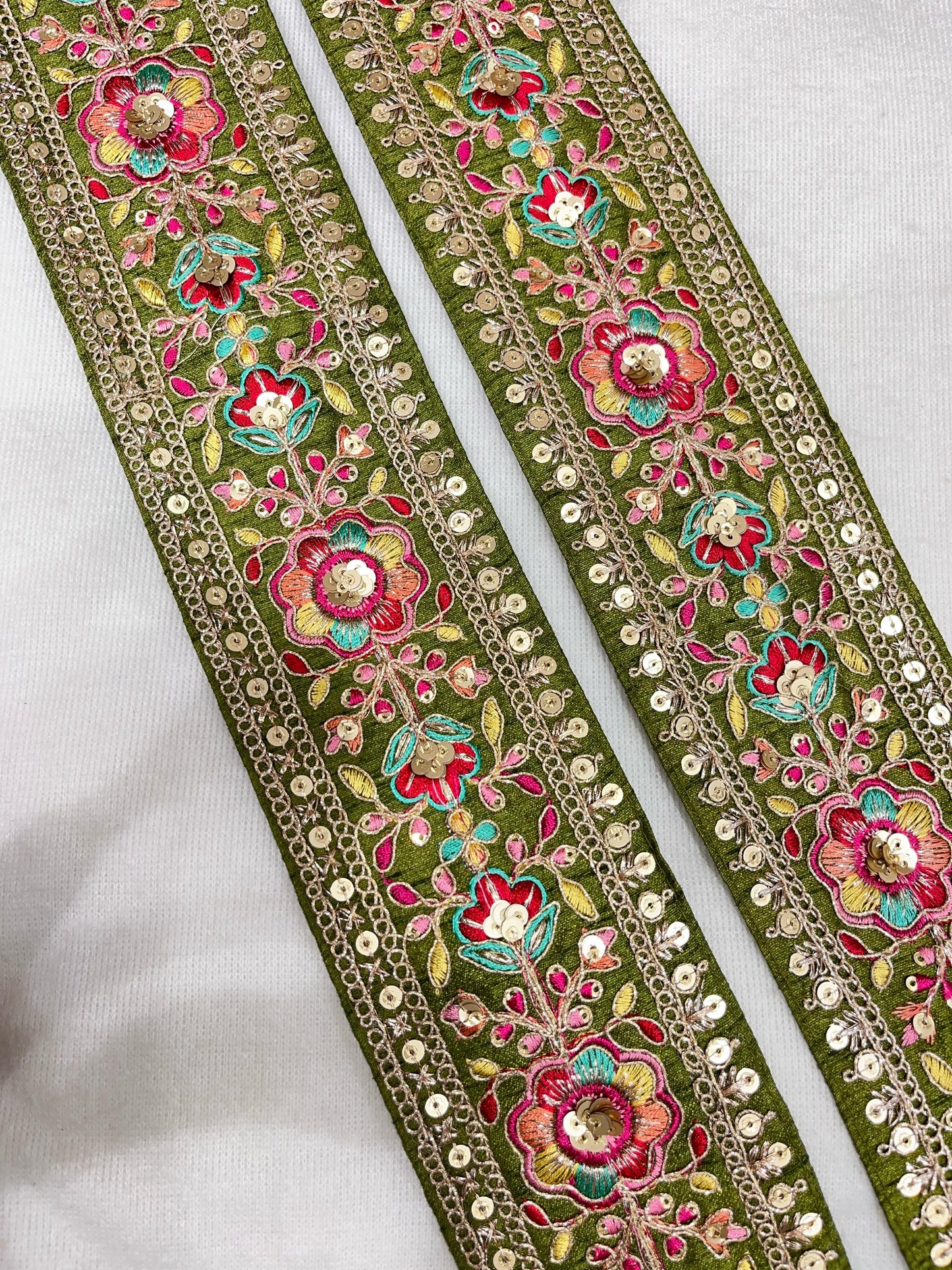 Embroidery Lace Embellishment Trim – 9 Meters, 3-Inch Width, Decorative Border | Mahendi