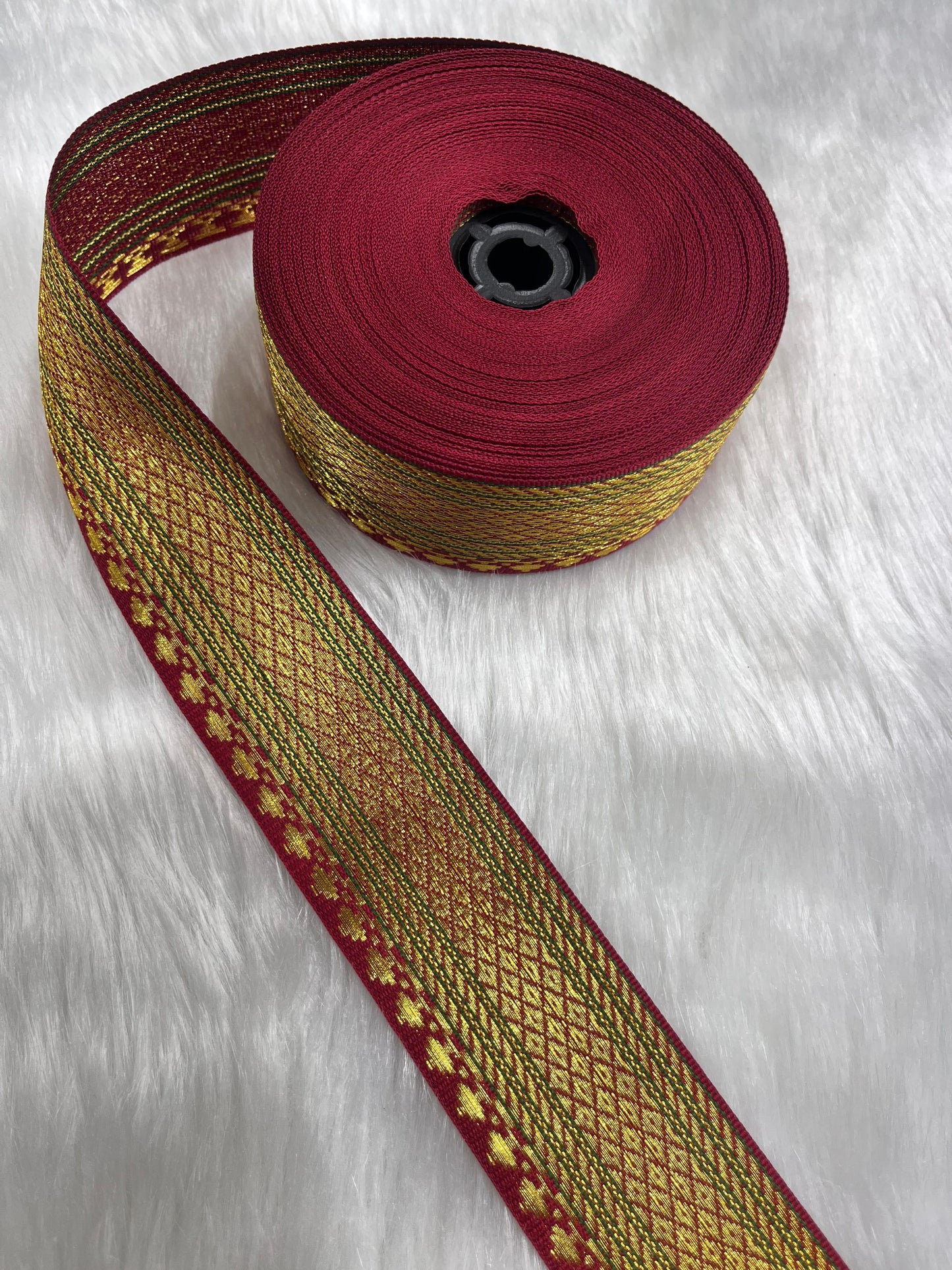 Beautiful Banarasi Border Lace – 9 Meters, 1.5-Inch Width, Handwoven Elegance | Maroon