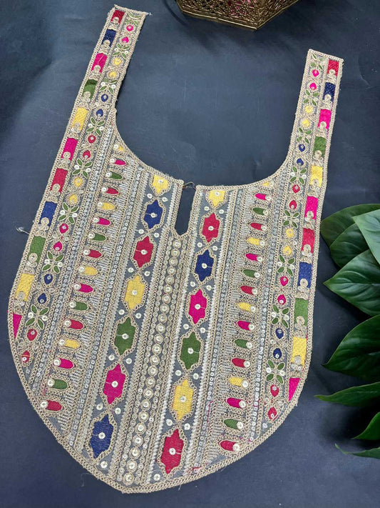 Sabyasachi Embroidered Neck Patch for Kurtis, Dresses & Ethnic Wear – Designer Handwork Neckline | Multi 1