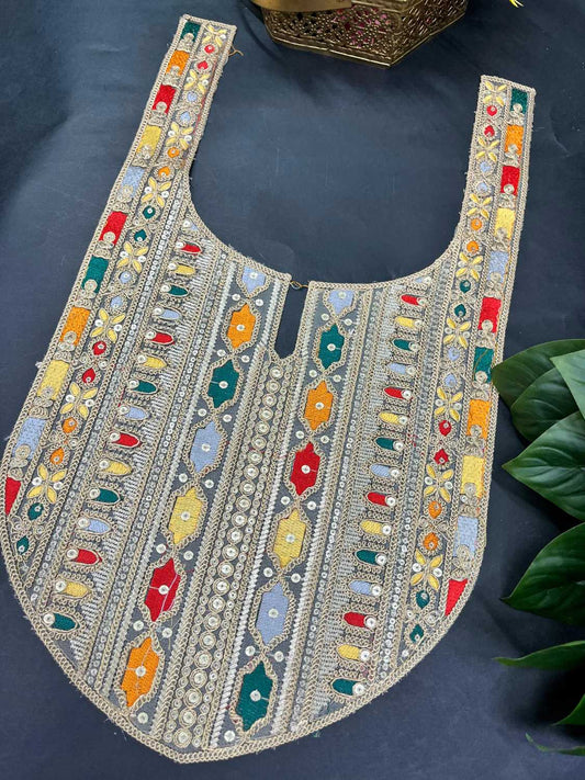 Sabyasachi Embroidered Neck Patch for Kurtis, Dresses & Ethnic Wear – Designer Handwork Neckline | Multi 2