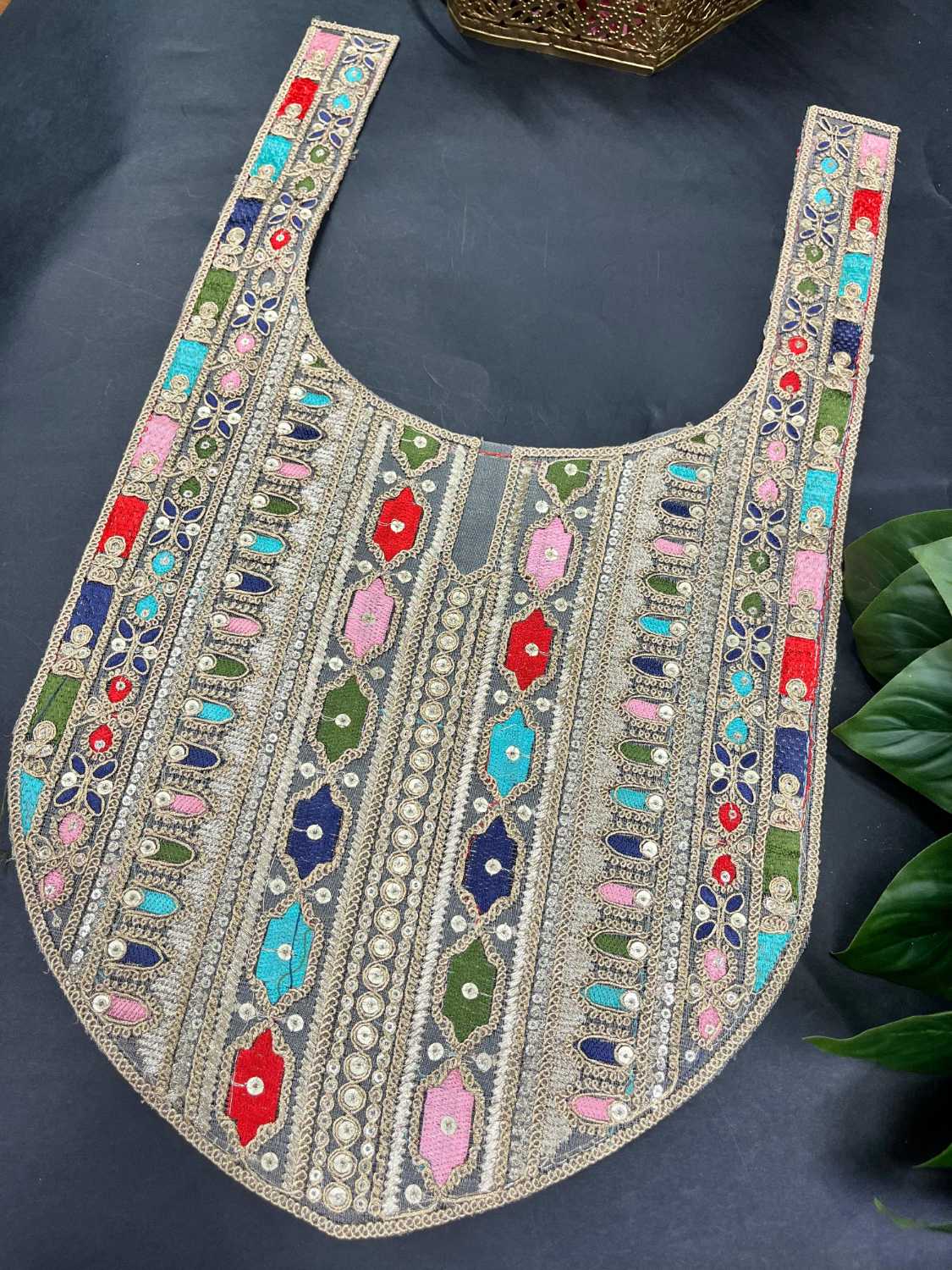 Sabyasachi Embroidered Neck Patch for Kurtis, Dresses & Ethnic Wear – Designer Handwork Neckline | Multi 3