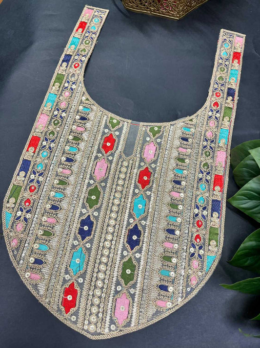 Sabyasachi Embroidered Neck Patch for Kurtis, Dresses & Ethnic Wear – Designer Handwork Neckline | Multi 3