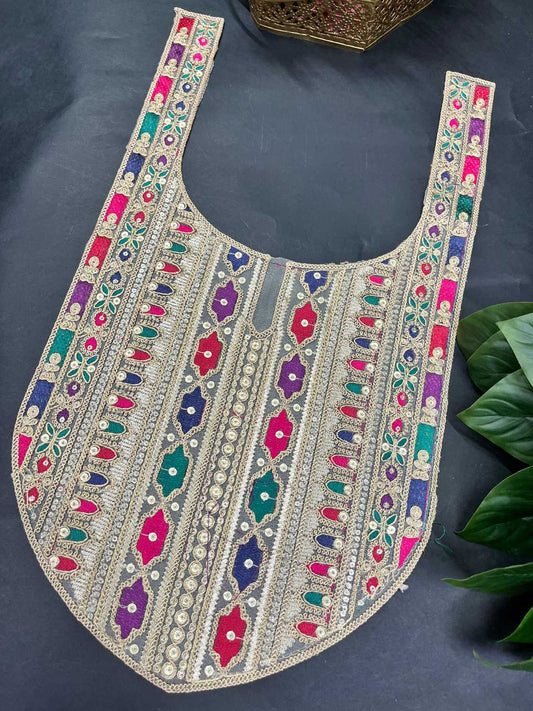 Sabyasachi Embroidered Neck Patch for Kurtis, Dresses & Ethnic Wear – Designer Handwork Neckline | Multi 4