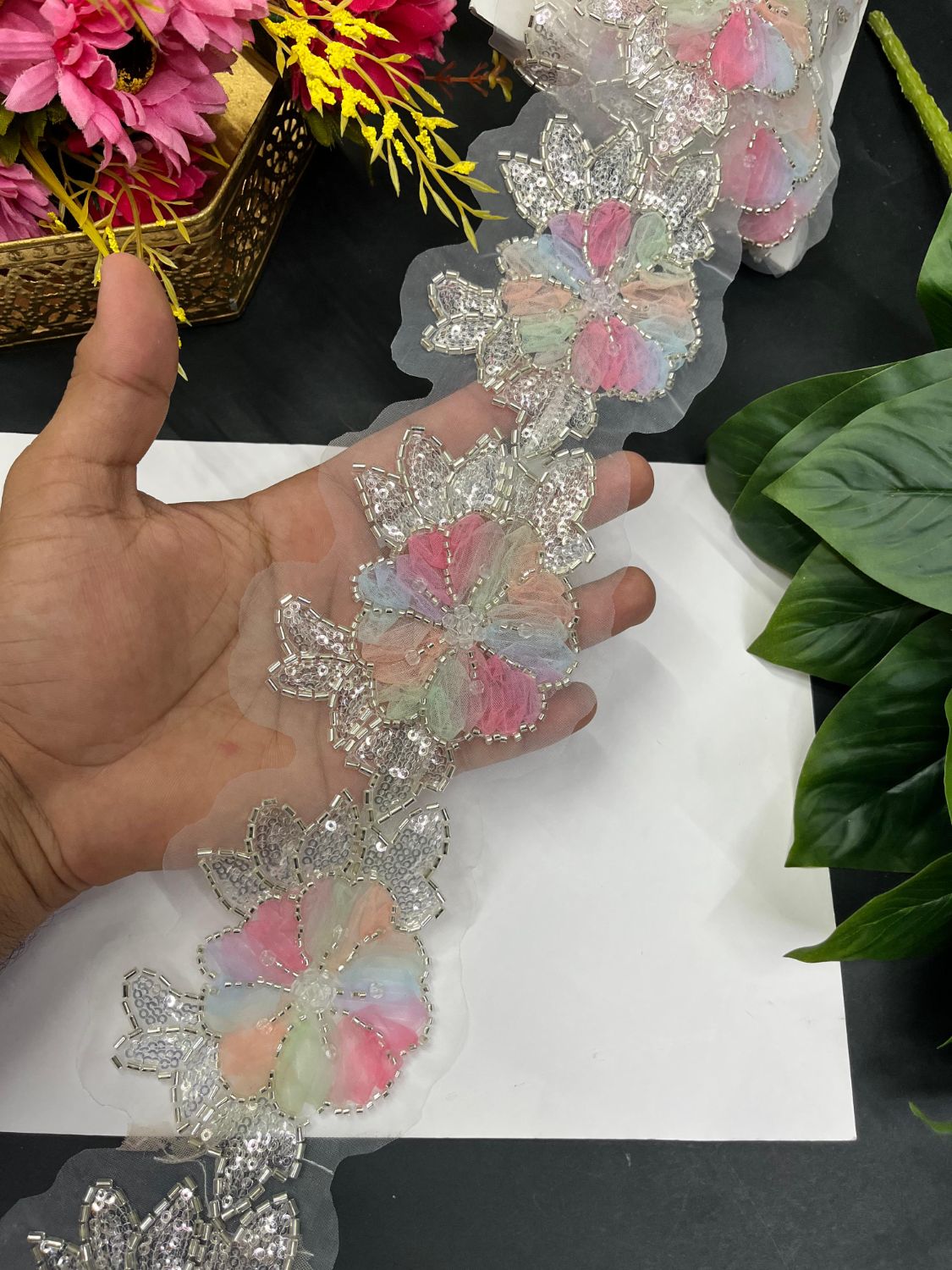 Multicoloured Organza Imported Lace Fancy Saree Laces & Dress Borders (9 Meter) | Multi 5 Multicoloured Organza Imported Lace Fancy Saree Laces & Dress Borders (9 Meter) | Multi 5
