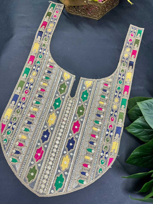 Sabyasachi Embroidered Neck Patch for Kurtis, Dresses & Ethnic Wear – Designer Handwork Neckline | Multi 5