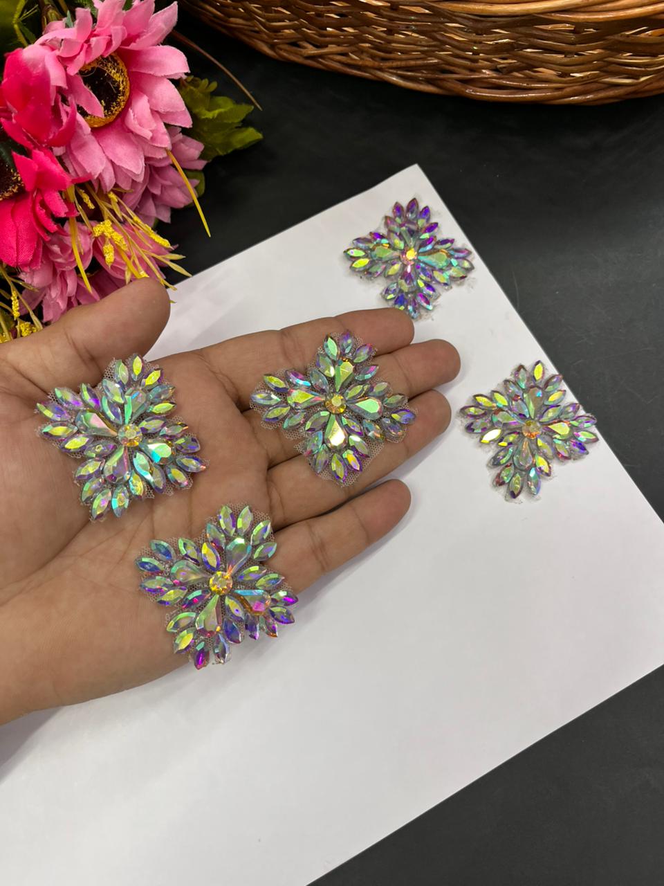 Handcrafted Crystal Patch – Premium Designer Accent for Ethnic & Fusion Wear | Multi