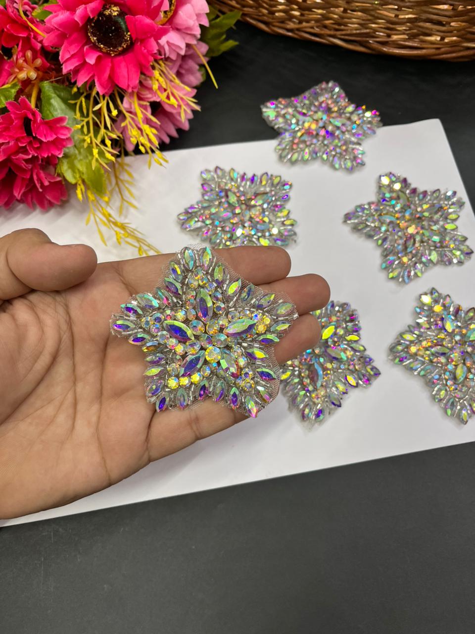 Handmade Rhinestone Patch – Premium Designer Patch for Ethnic & Fusion Wear | Multi