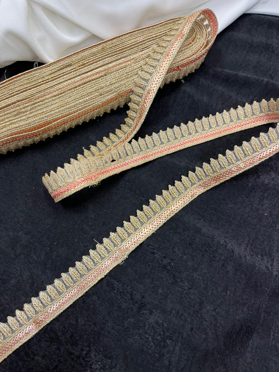 Beautiful Embroidery Zari Lace Borders for Sarees, Kurtis & Dresses – Decorative Ethnic Embroidered Lace Trim | Orange