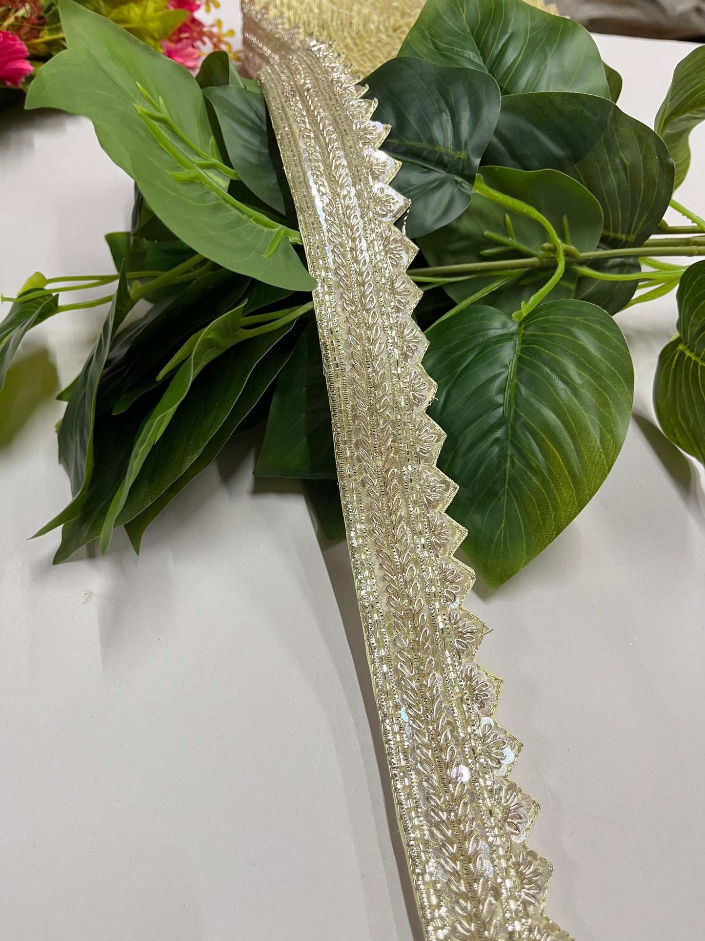 Zardosi Handmade Lace | Cutwork Hand-Embroidered Lace Borders – 9 Meters, 1.5-Inch Width | Pani Gold