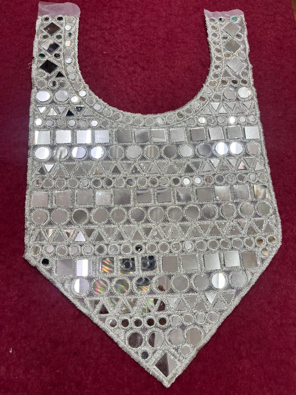 Mirror Work Neck Patch for Dresses & Kurtis – Elegant Designer Handcrafted Neck Applique | Pani Gold