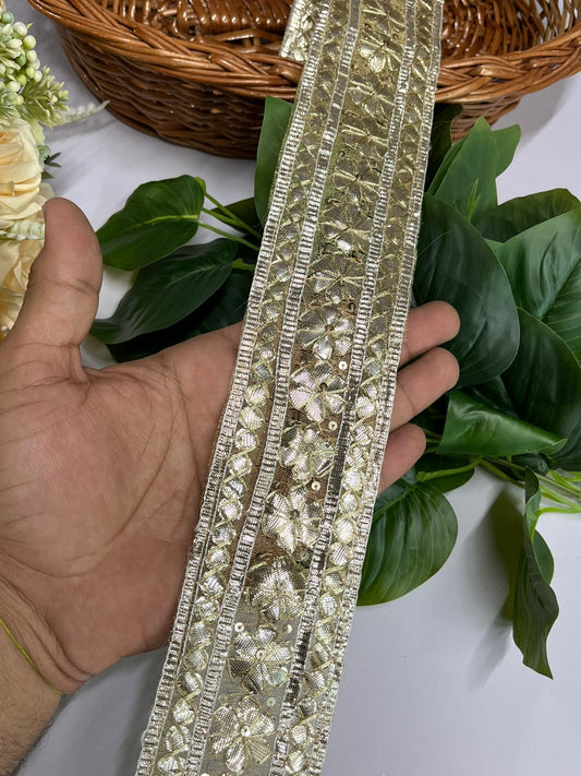 Handmade Gota Patti Lace - 9 Meter Border | 2-Inch Wide for Dresses, Hat Making & Home Décor | Pani Gold