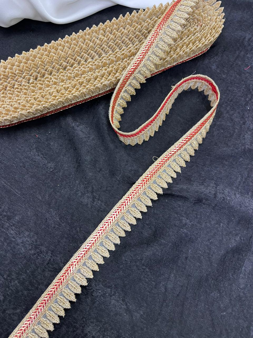 Beautiful Embroidery Zari Lace Borders for Sarees, Kurtis & Dresses – Decorative Ethnic Embroidered Lace Trim | Red