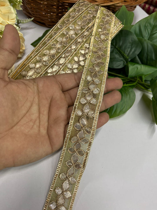 Gota Patti Embroidery Trimming - 9 Meter Roll | 1 Inch Wide Sewing Crafting Ribbon for Embellishing Accessories | Rose Gold