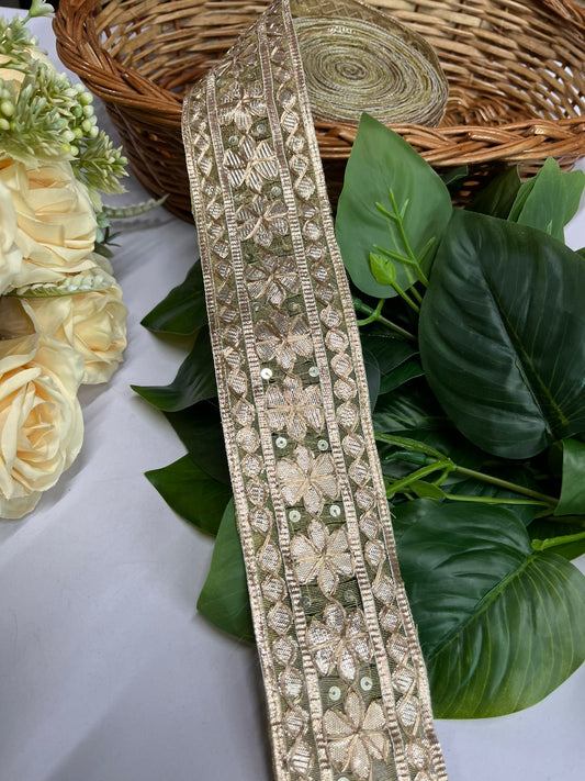Handmade Gota Patti Lace - 9 Meter Border | 2-Inch Wide for Dresses, Hat Making & Home Décor | Rose Gold