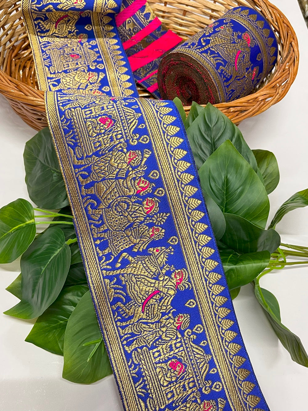 Pure Doli Barat Banarasi Border – 9 Meter, 4 Inches Width – Traditional Banarasi Lace, Royal Blue