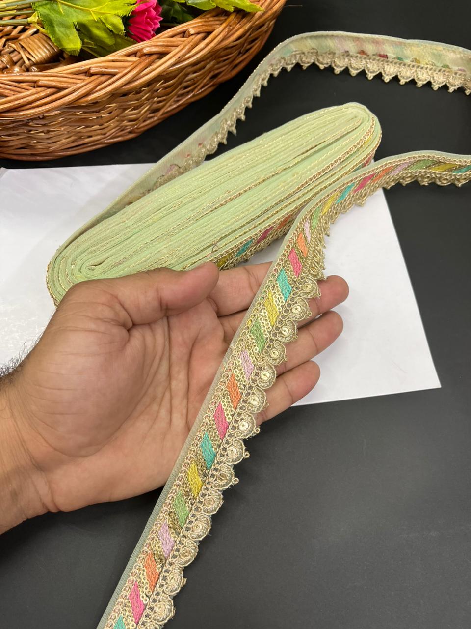 Sabyasachi Inspired Saree Lace & Borders – Premium Designer Trim for Sarees, Lehengas & Dupattas (9 Meter, 1 Inch Width) | Sea Green