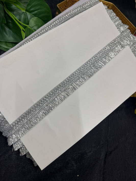 Gold Zari Fringe Lace Border – 9 Meters, 1-Inch Decorative Latkan Trim for Sarees, Lehengas & Dupattas | Silver