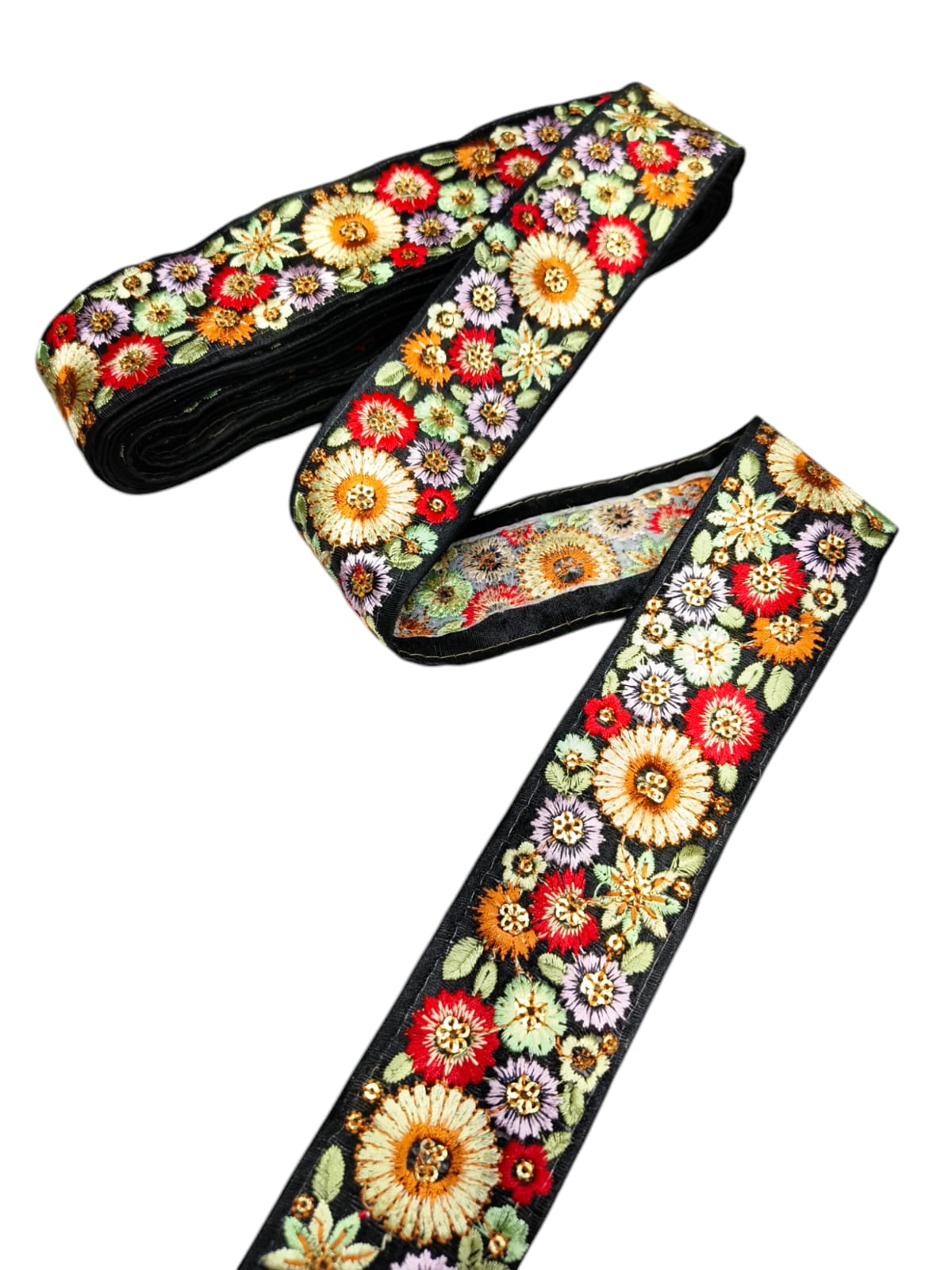 Embroidered Fabric Trim Indian Embroidery Sari Border Crafting Saree Sewing Decorative Beach Bag Cushions Trimmings Ribbons Tape, Jewelry Making Trim, Table Runner Lace - Multi