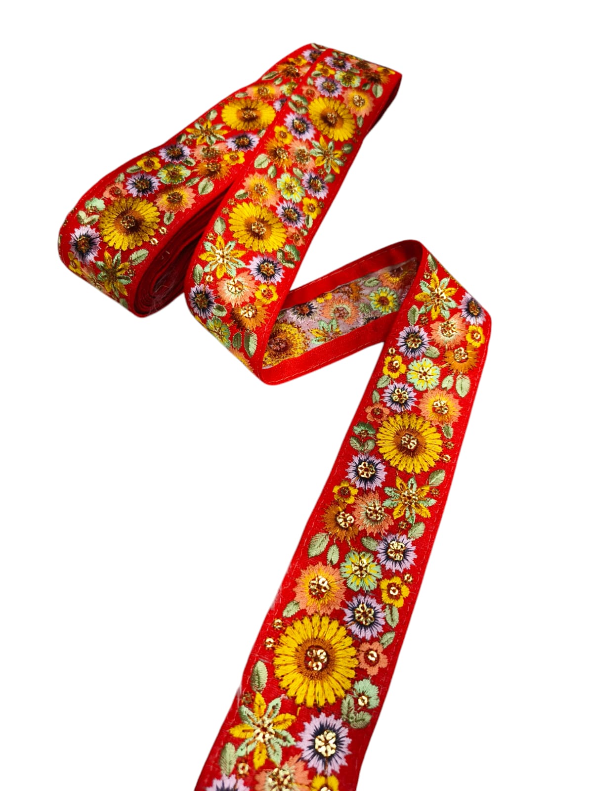 Embroidered Fabric Trim Indian Embroidery Sari Border Crafting Saree Sewing Decorative Beach Bag Cushions Trimmings Ribbons Tape, Jewelry Making Trim, Table Runner Lace - Multi