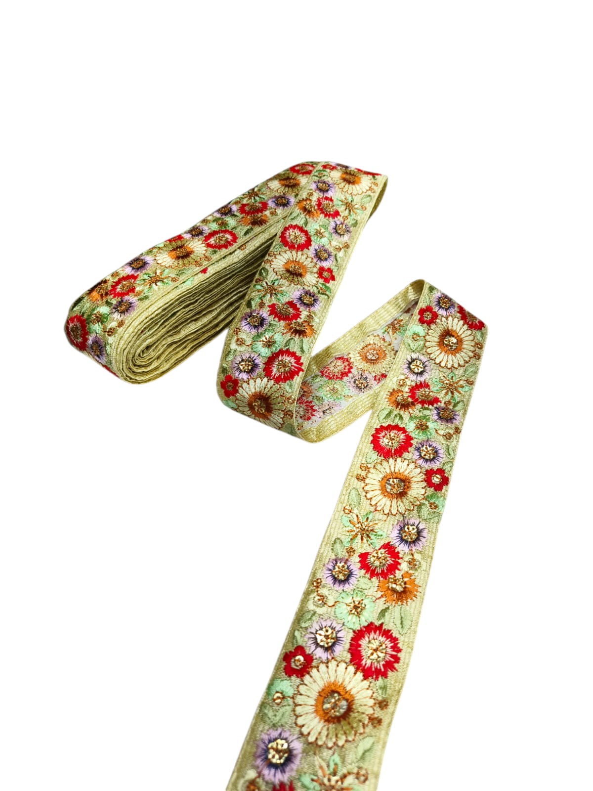 Embroidered Fabric Trim Indian Embroidery Sari Border Crafting Saree Sewing Decorative Beach Bag Cushions Trimmings Ribbons Tape, Jewelry Making Trim, Table Runner Lace - Multi