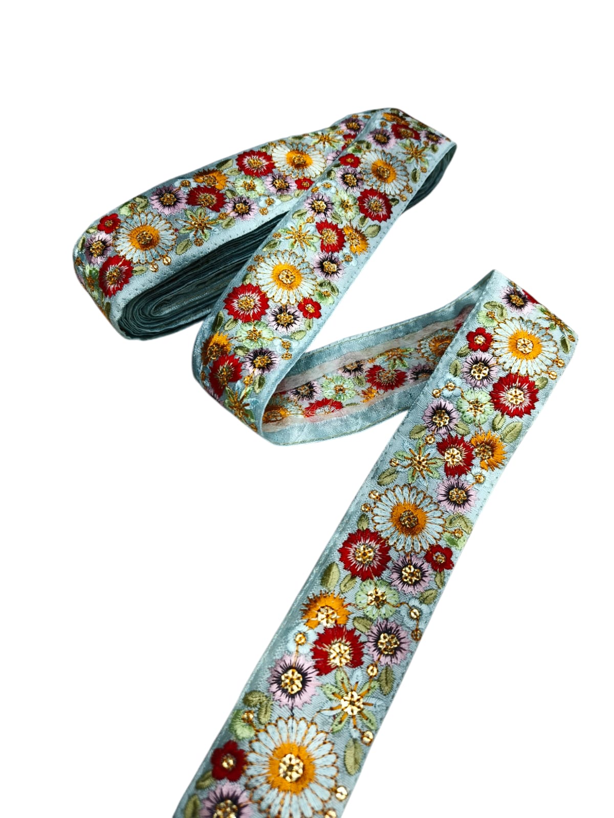 Embroidered Fabric Trim Indian Embroidery Sari Border Crafting Saree Sewing Decorative Beach Bag Cushions Trimmings Ribbons Tape, Jewelry Making Trim, Table Runner Lace - Multi