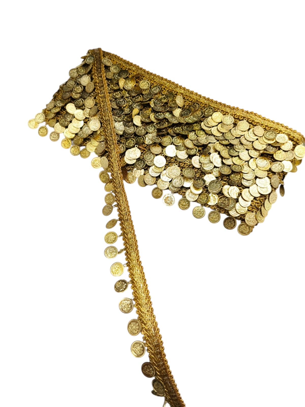 Coin Trims Indian Embroidery Sari Border Crafting Saree Sewing Decorative Beach Bag Cushions Trimmings Ribbons Tape, Jewelry Making Trim, Table Runner Lace - Gold