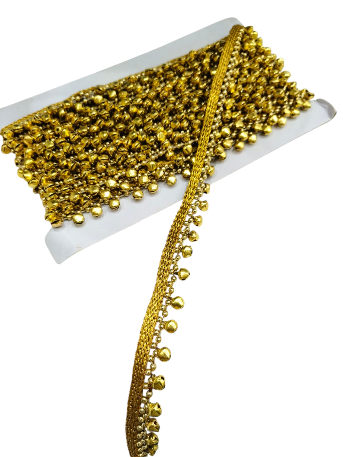 Ghunghroo Trims Indian Embroidery Sari Border Crafting Saree Sewing Decorative Beach Bag Cushions Trimmings Ribbons Tape, Jewelry Making Trim, Table Runner Lace - Gold