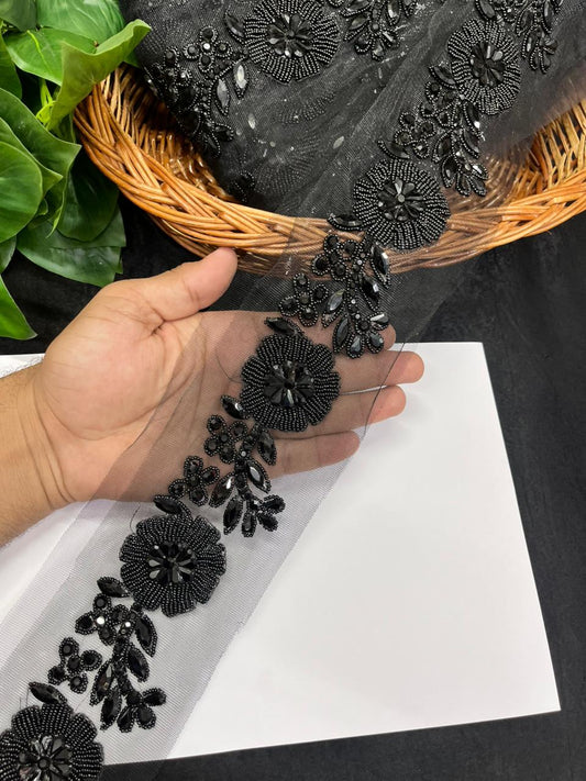 Exclusive Handcrafted Designer Lace for Sarees, Kurtis & Dresses – Premium Handwork Lace Border (2.5 Inch) | Black