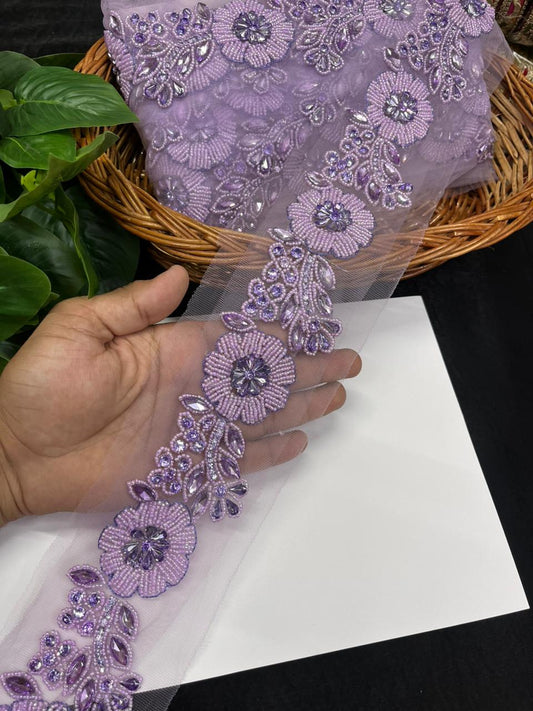 Exclusive Handcrafted Designer Lace for Sarees, Kurtis & Dresses – Premium Handwork Lace Border (2.5 Inch) | Purple