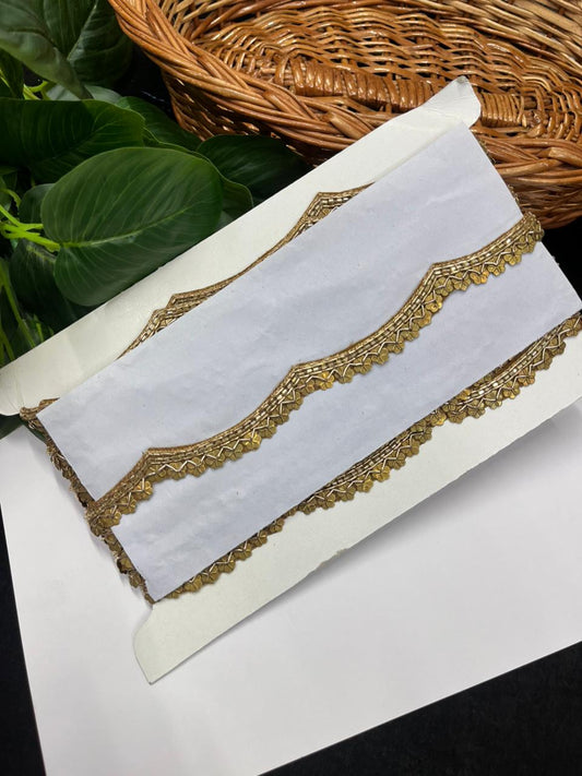 Luxurious Metal Star Coin Handcrafted Lace – Premium Handwork Designer Lace | Antique