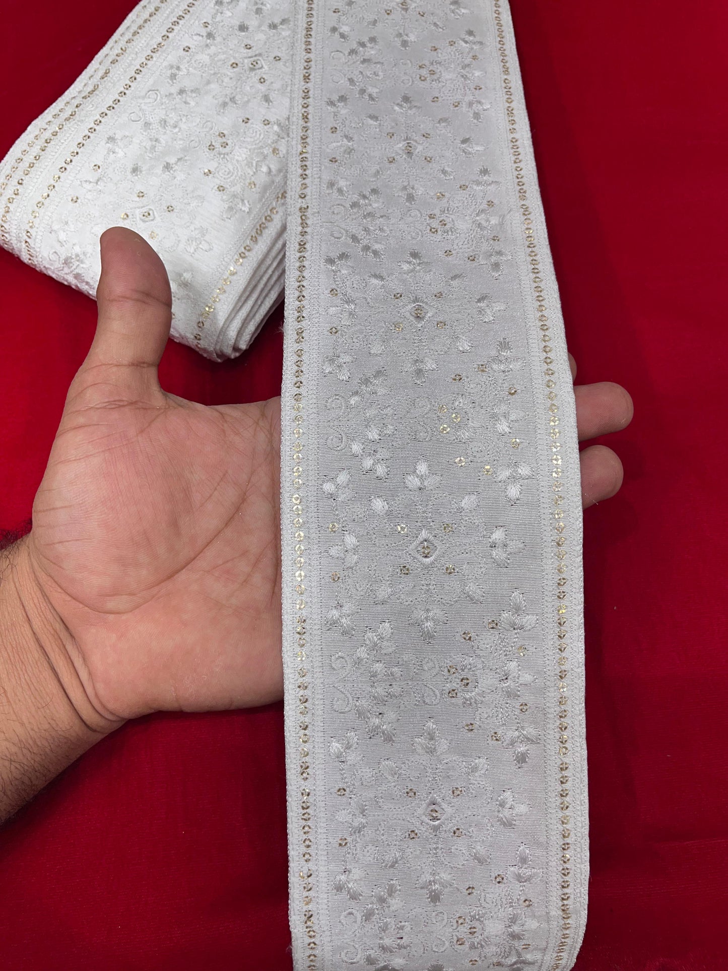 Indian Embroidery Ribbon Lace - Versatile Decorative Trim | White