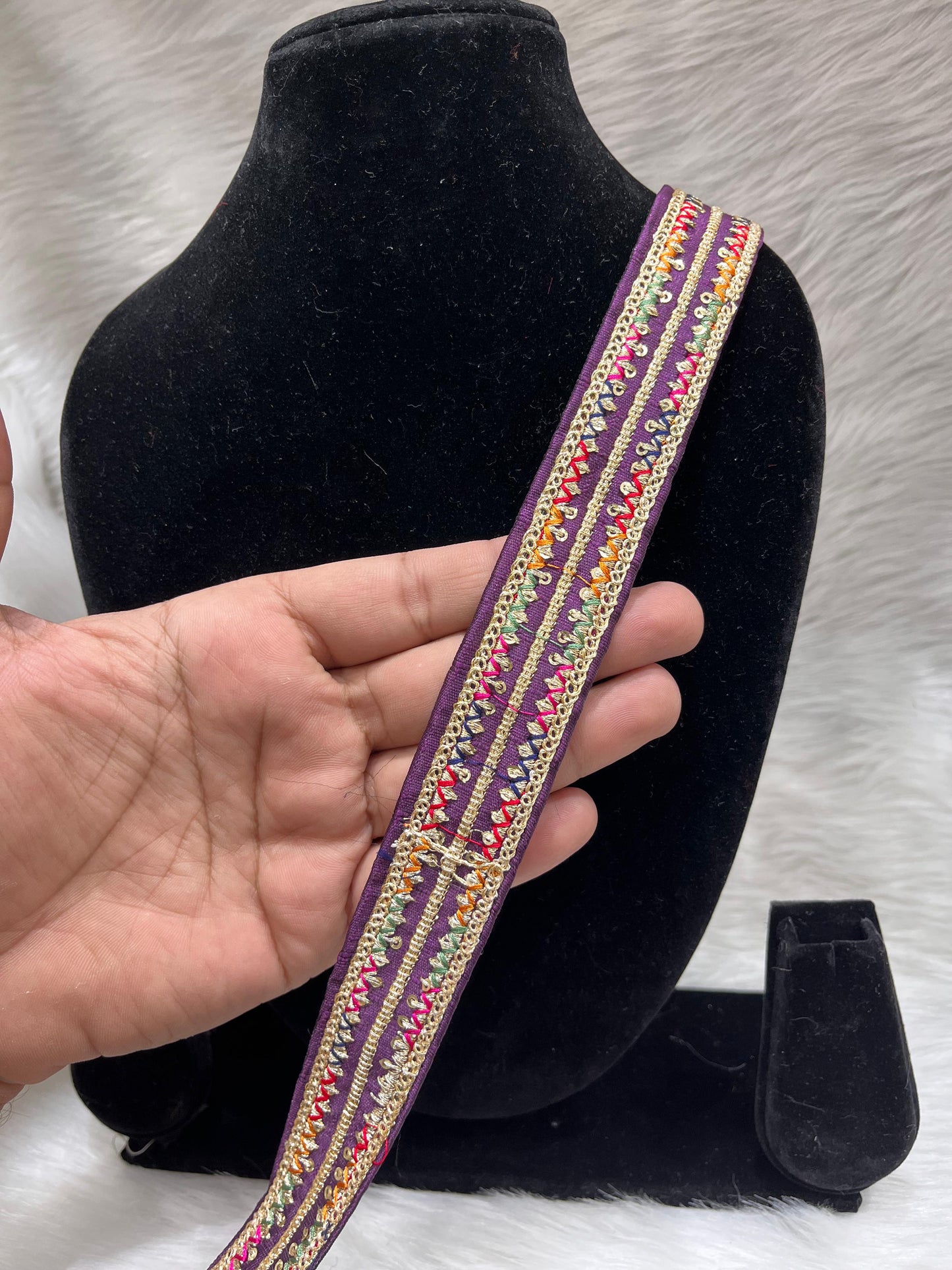 Embroidery Embellishment Lace Trim – 9 Meters, 1-Inch Width, Designer Border for Ethnic Wear | Wine