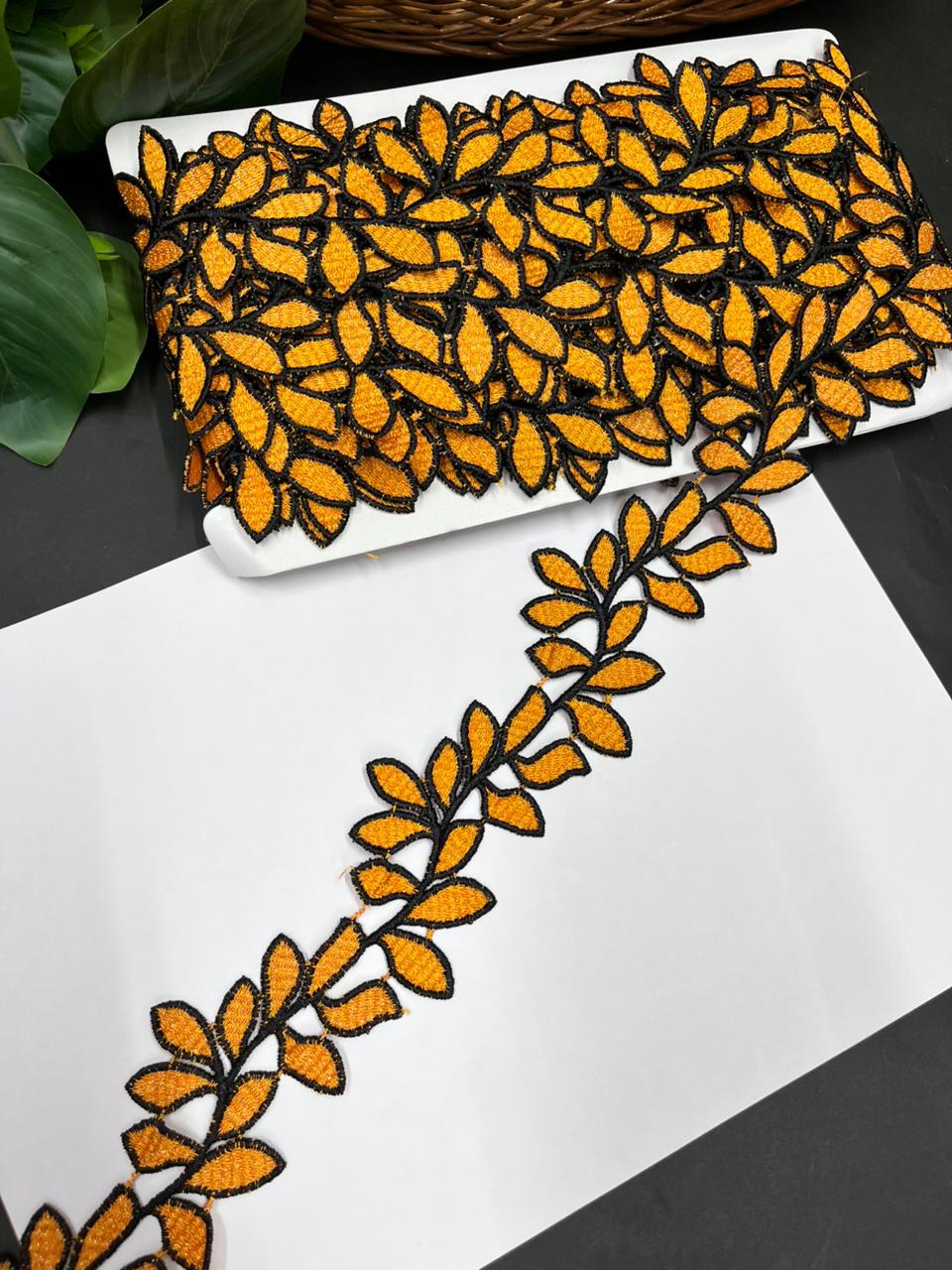 Exclusive Western Lace Borders – Boutique Style Imported Saree Laces (9 Meter Roll) | Yellow