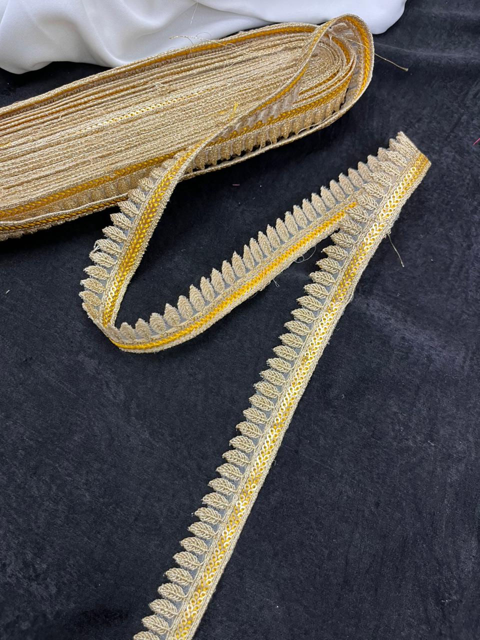 Beautiful Embroidery Zari Lace Borders for Sarees, Kurtis & Dresses – Decorative Ethnic Embroidered Lace Trim | Yellow